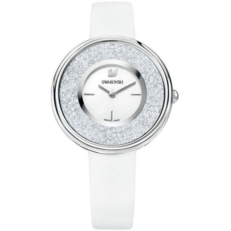 Swarovski Crystalline Pure White Leather Stainless Steel Watch 34mm ...